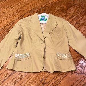 Lapis Woman’s Tan Blazer With Sparkle Pockets Size S